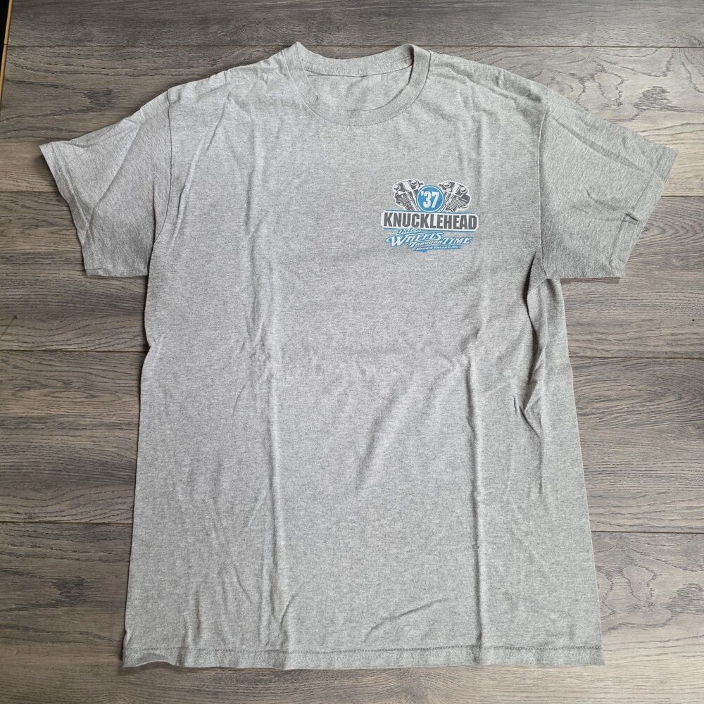 Gildan 37 Knucklehead Dales Wheels Through Time Size L Gray Motorcycle T Shirt